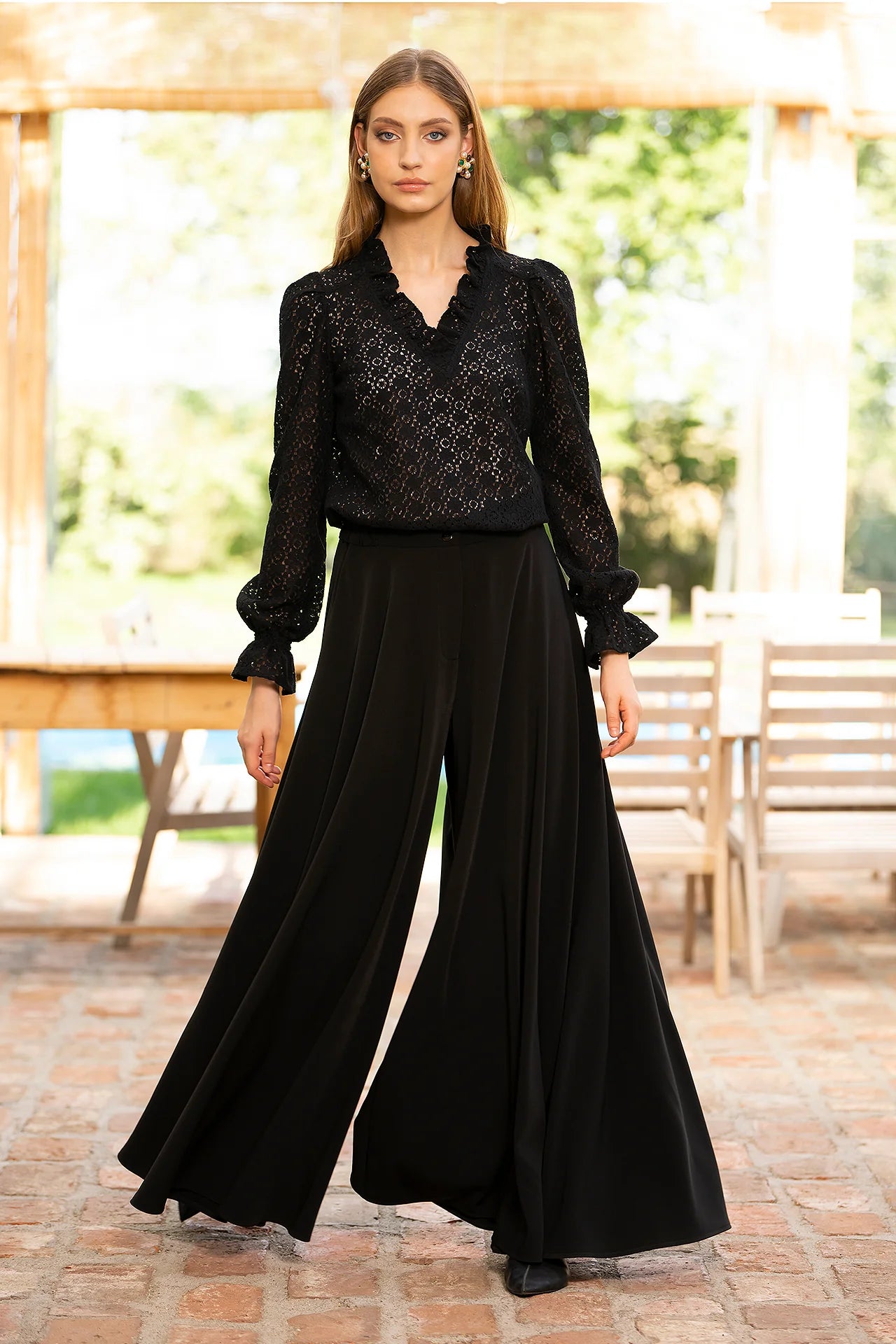 Bluza Neagra Din Dantela De Bumbac Irma