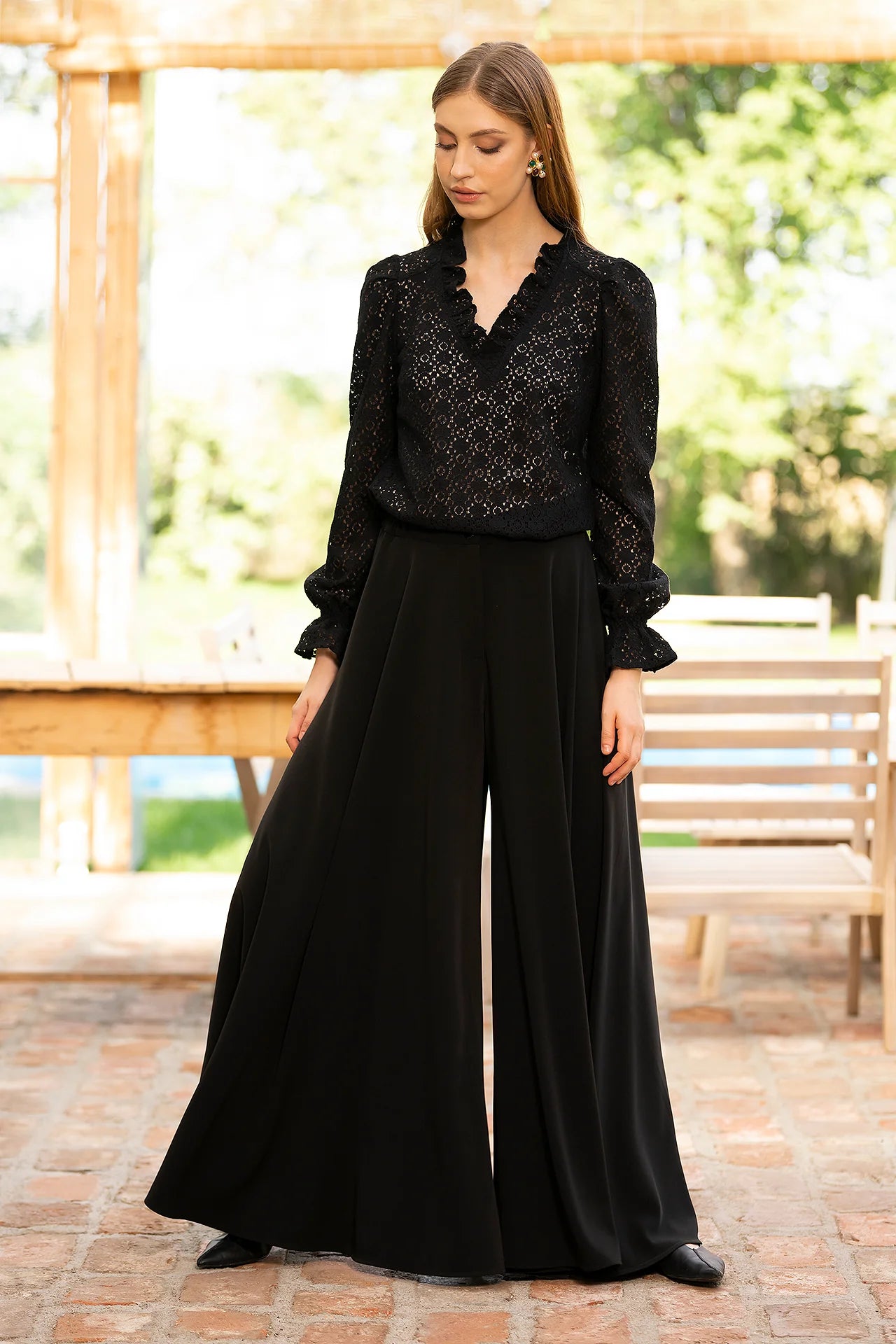 Bluza Neagra Din Dantela De Bumbac Irma