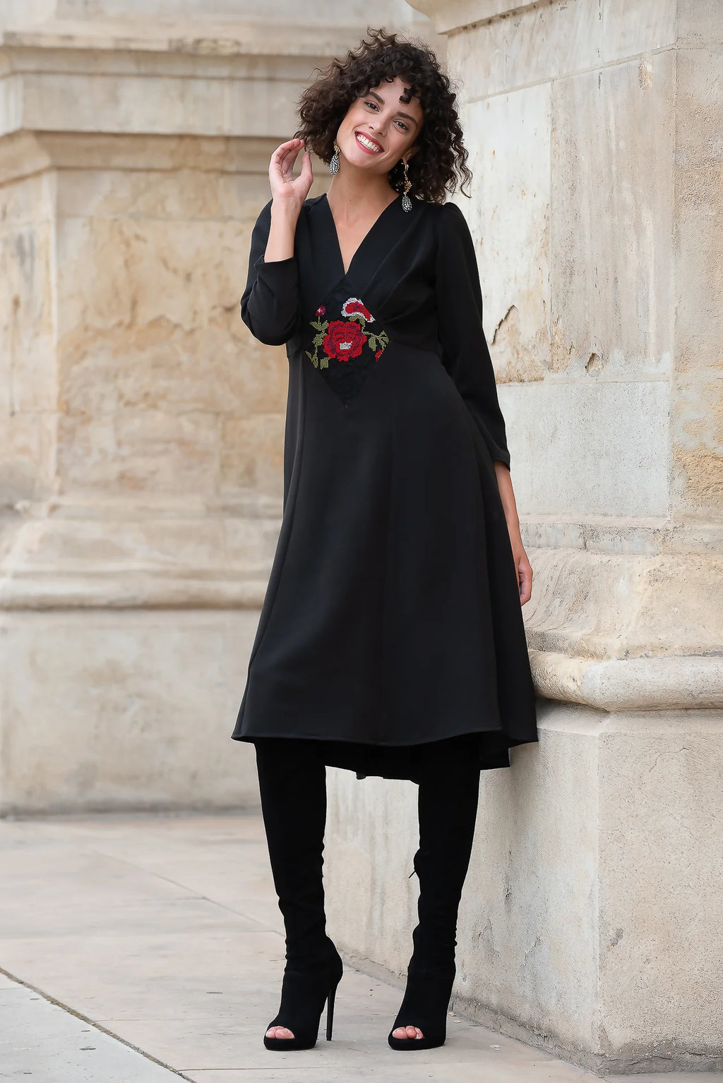 Rochie din Stofa Neagra Medeea