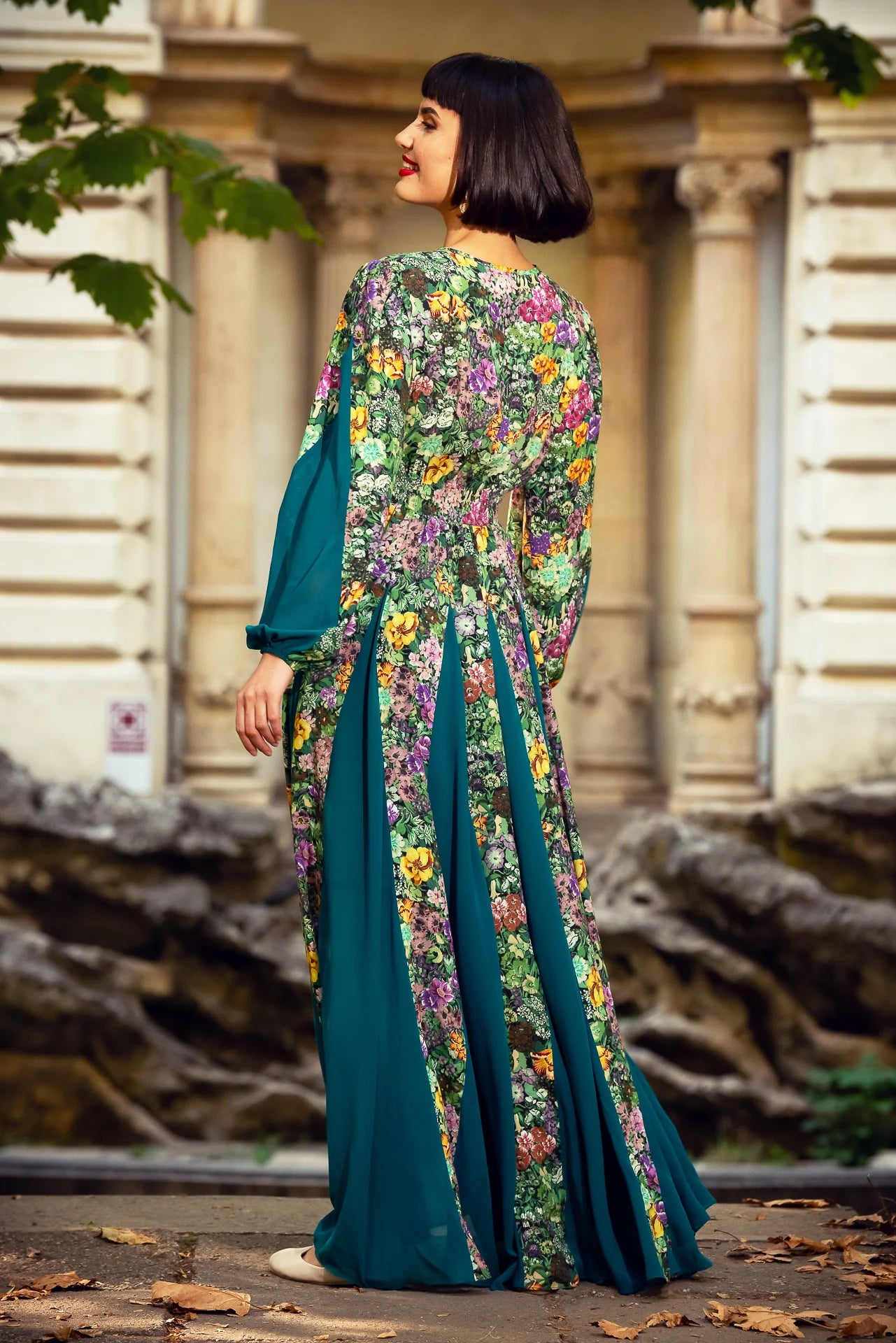 Rochie Statuara Verde cu Flori