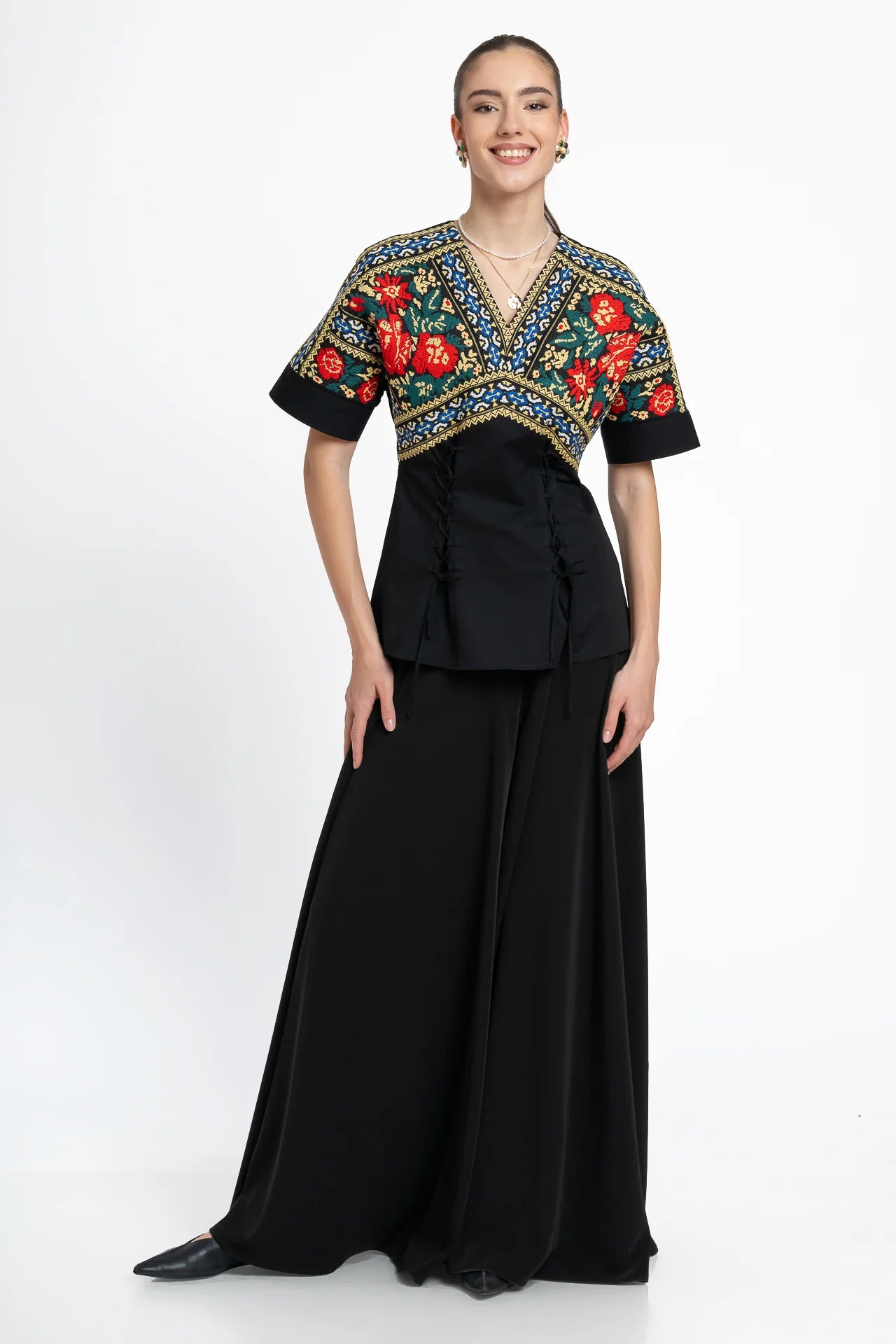 Bluză kimono Zen cu jacquard etnic țesut