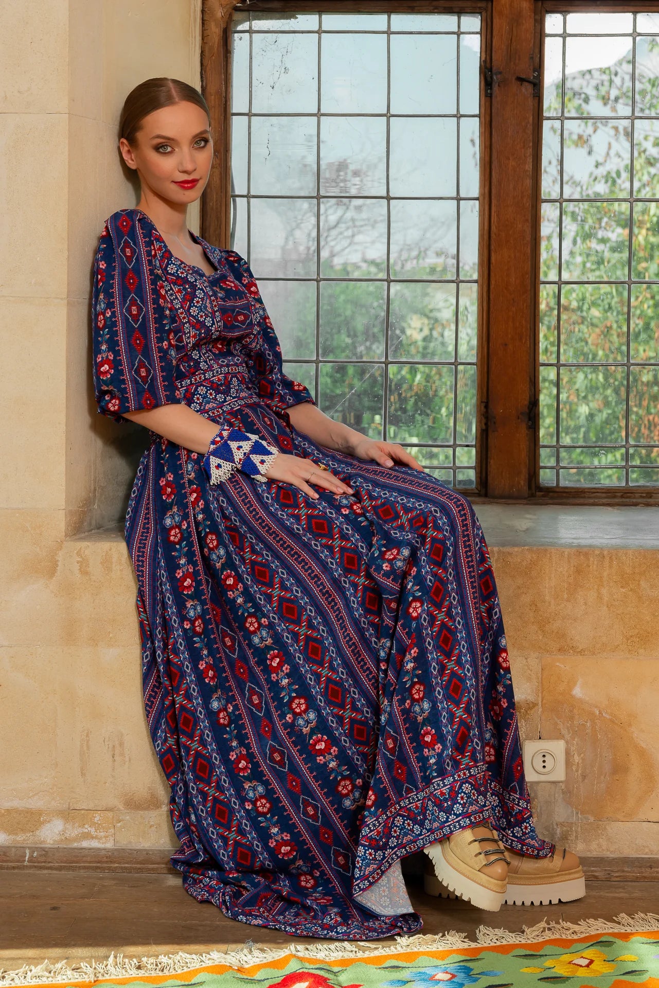Rochia Bleumarin Lunga Boho Chic
