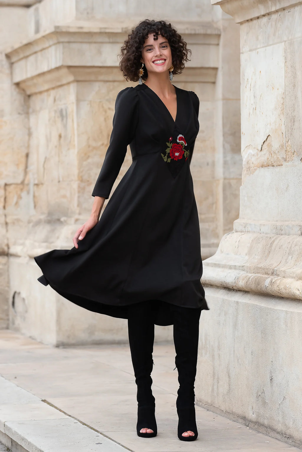 Rochie din Stofa Neagra Medeea