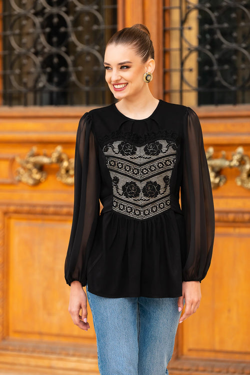 Bluză neagră cu Corset Integrat