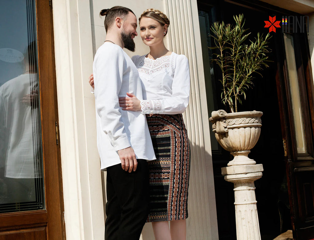 Camasa Romaneasca cu Dantela Traditionala de Bumbac