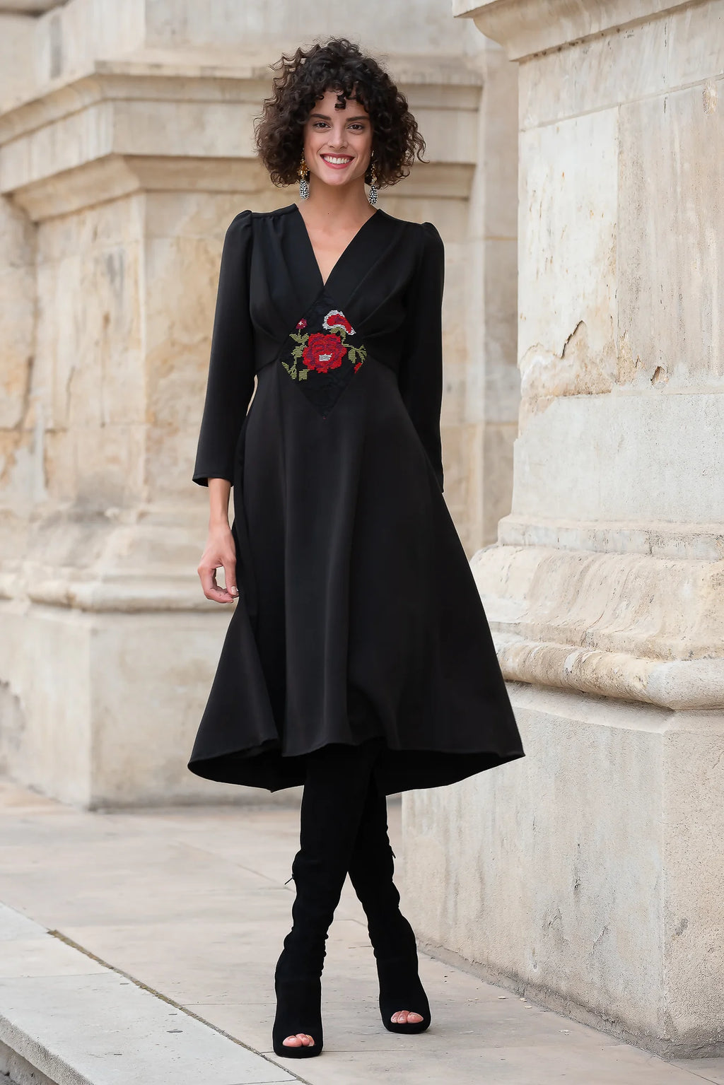 Rochie din Stofa Neagra Medeea