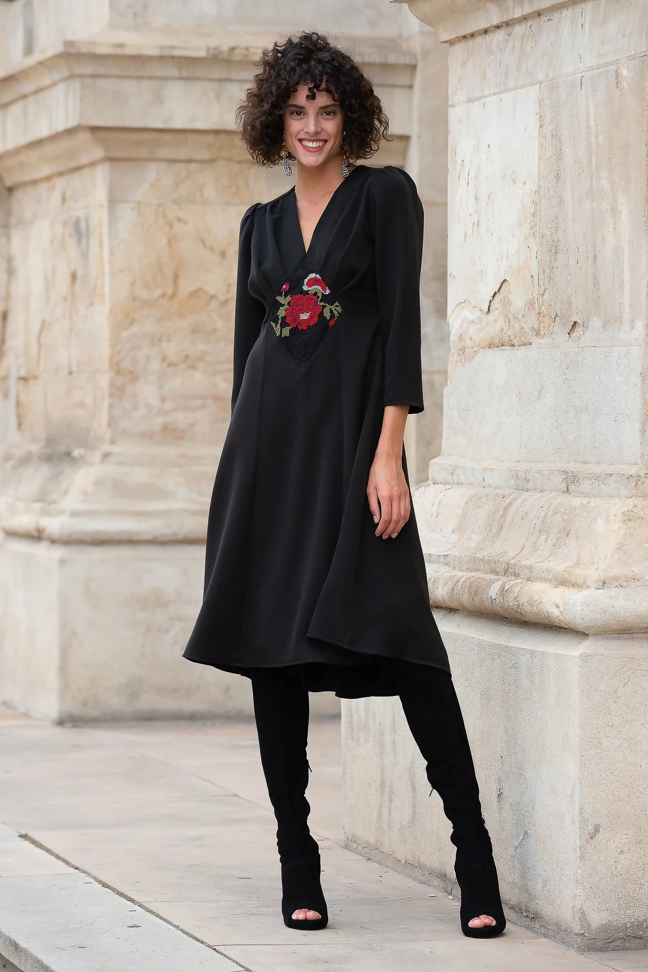 Rochie din Stofa Neagra Medeea