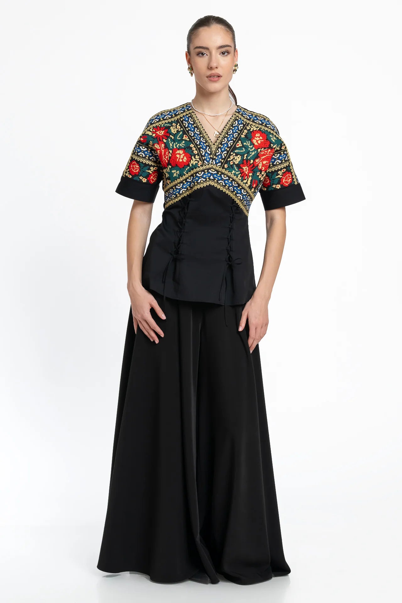 Bluză kimono Zen cu jacquard etnic țesut