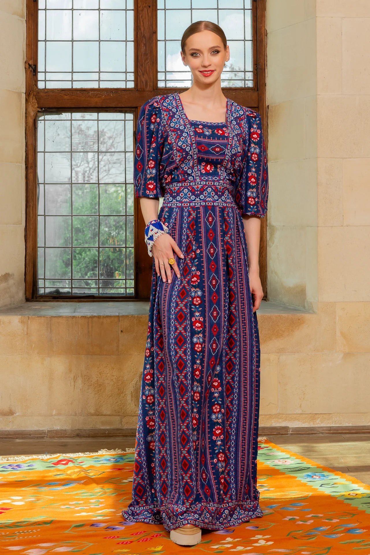 Rochia Bleumarin Lunga Boho Chic