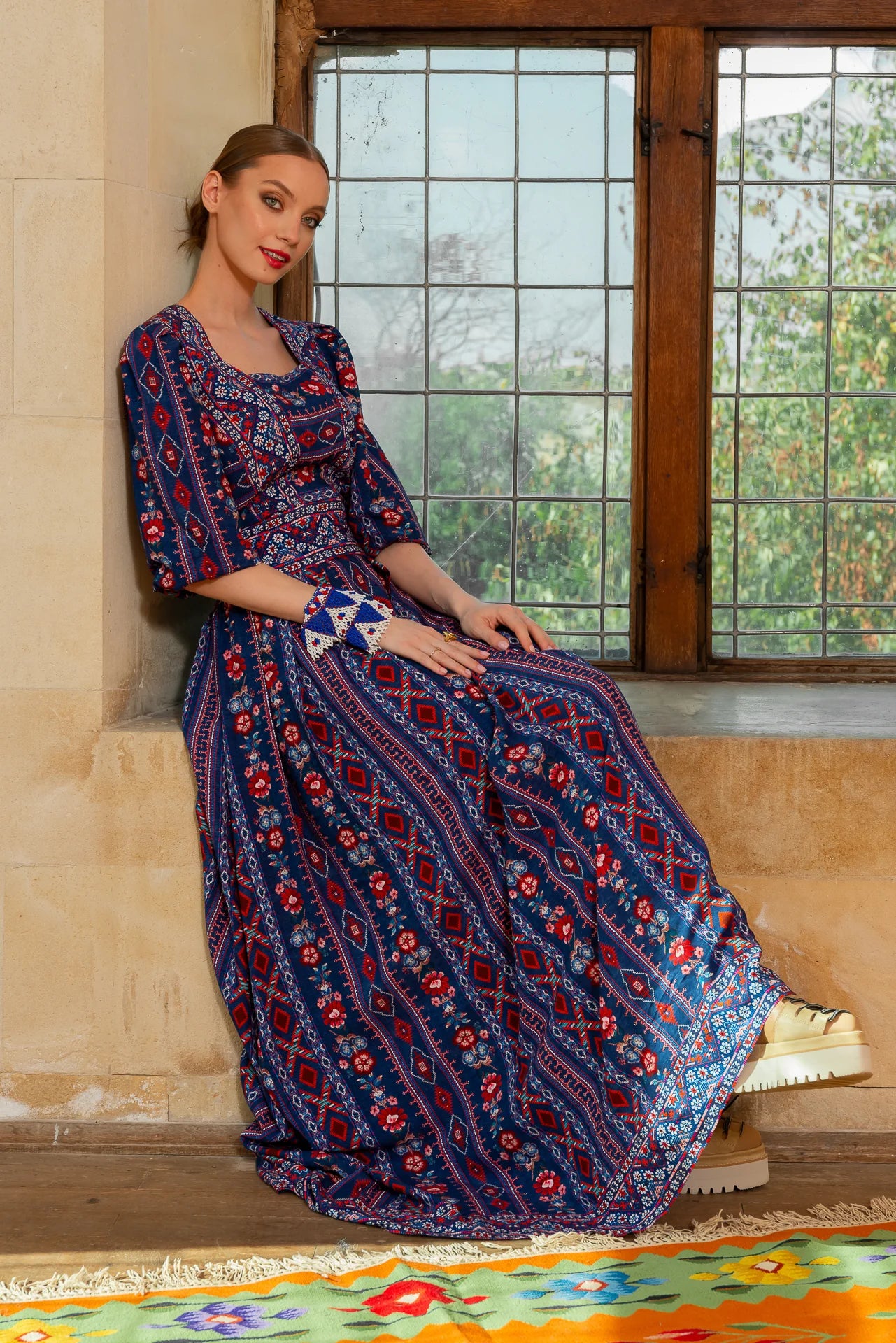 Rochia Bleumarin Lunga Boho Chic