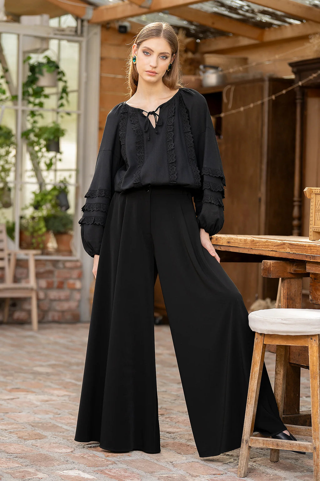 Fusta Pantalon Din Stofa Neagra