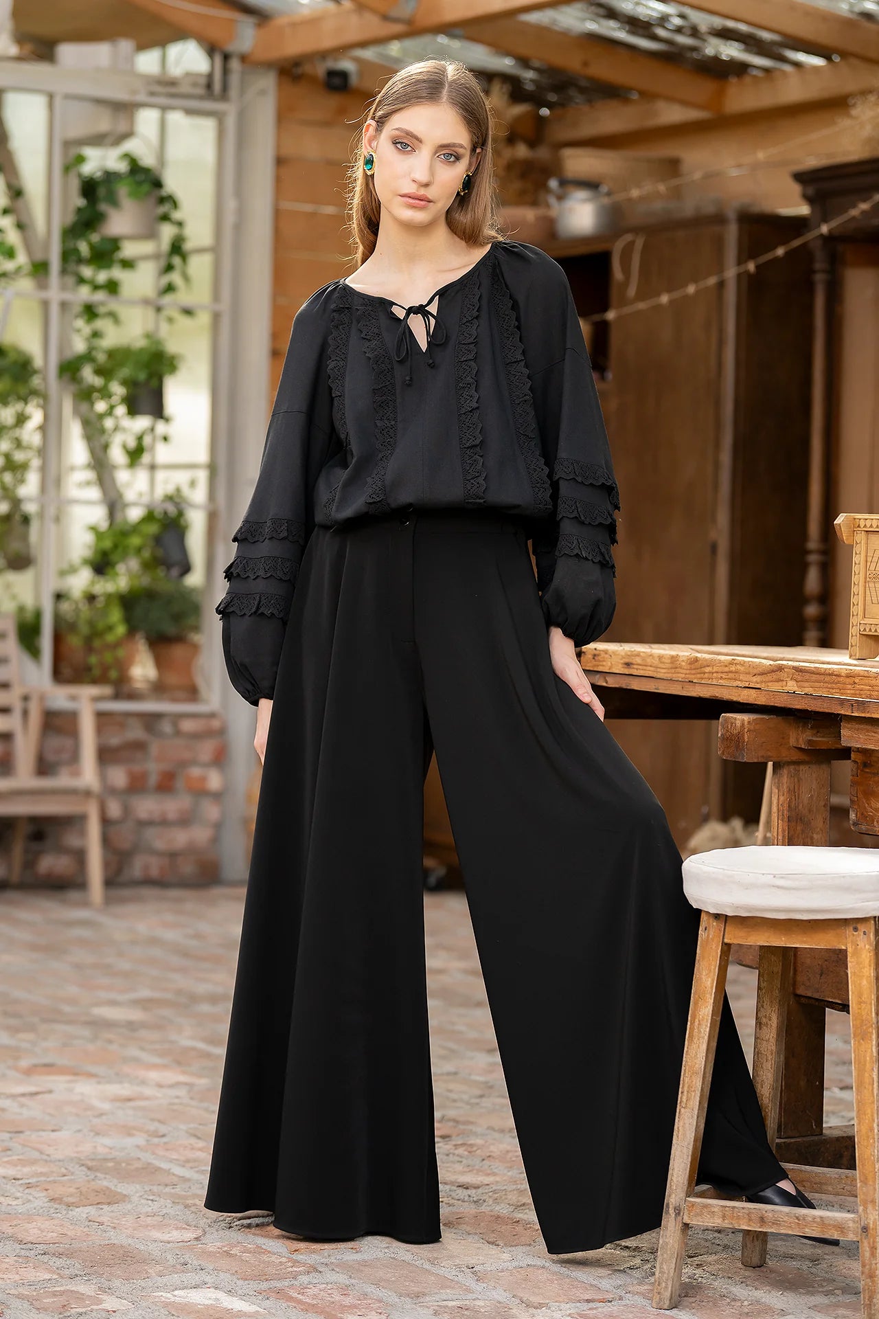 Fusta Pantalon Din Stofa Neagra