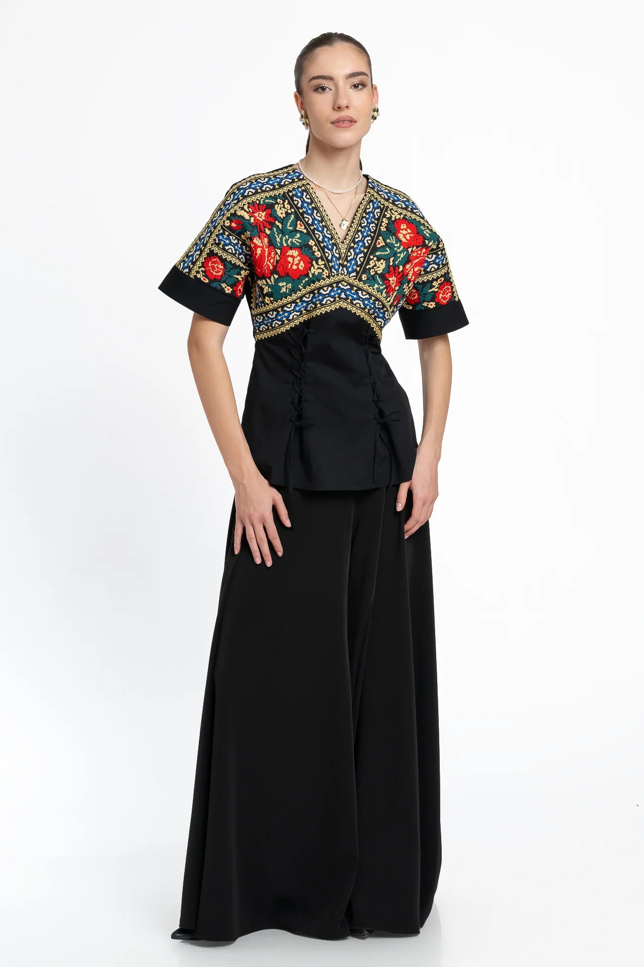 Bluză kimono Zen cu jacquard etnic țesut