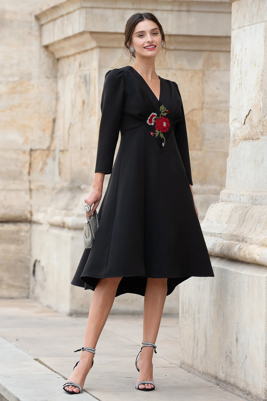 Rochie din Stofa Neagra Medeea