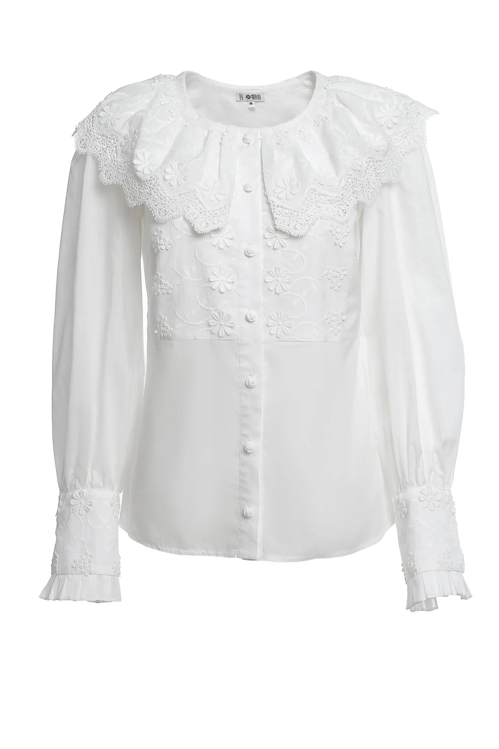 Camasa alba cu guler si broderie tridimensionala