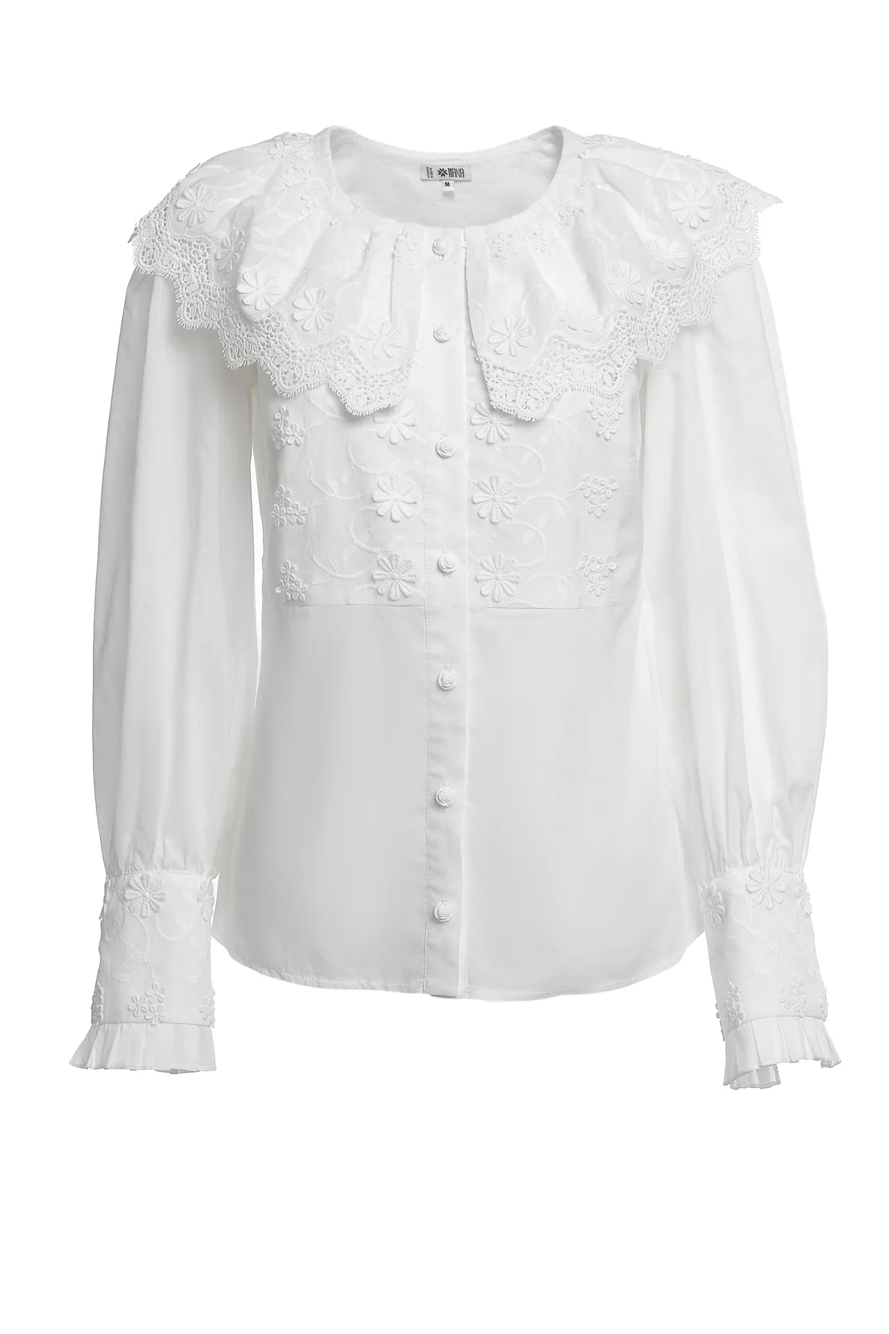 Camasa alba cu guler si broderie tridimensionala