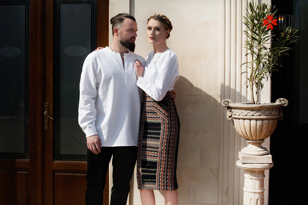 Camasa Romaneasca cu Dantela Traditionala de Bumbac