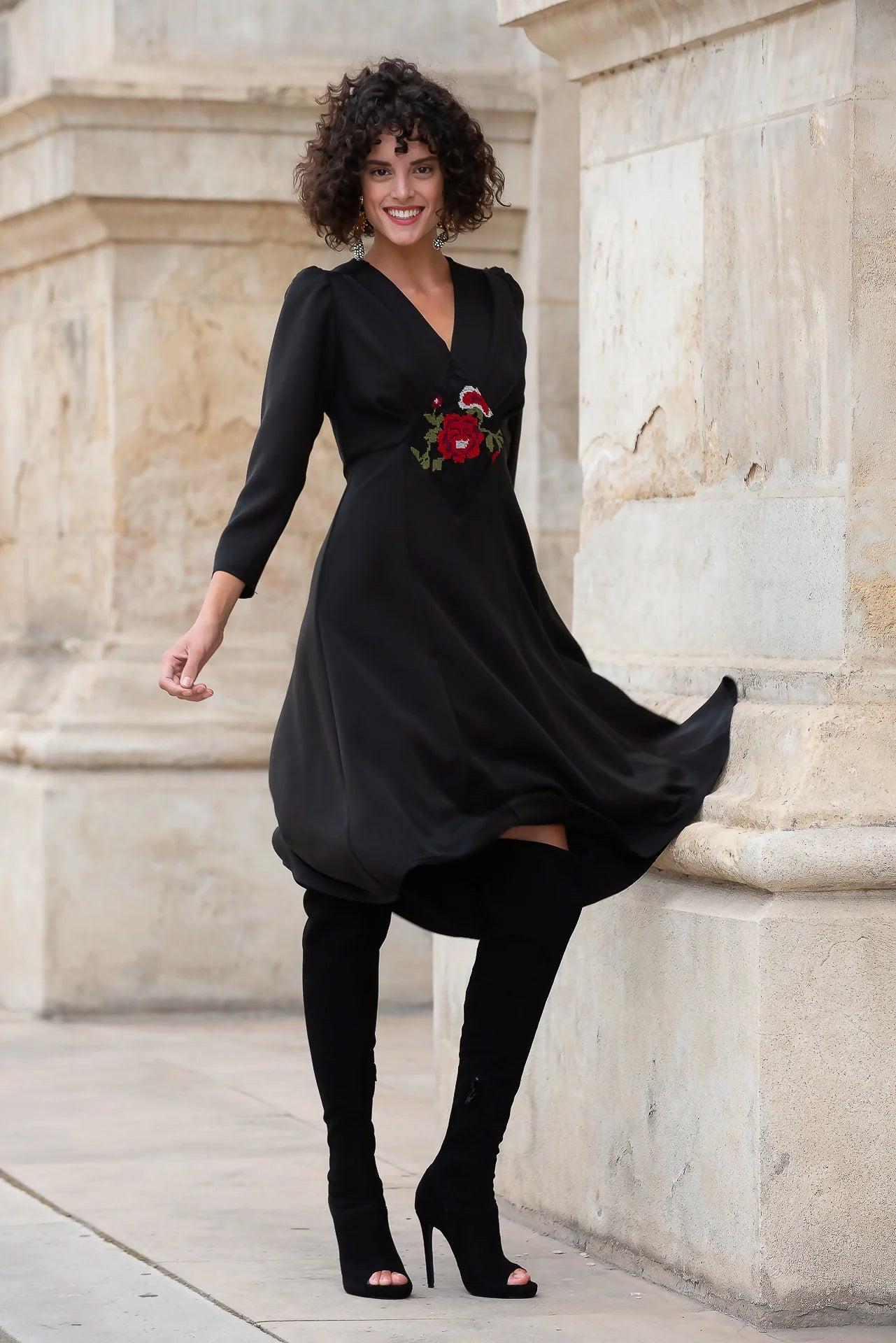Rochie din Stofa Neagra Medeea