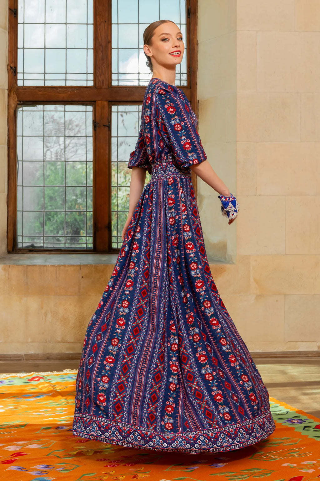 Rochia Bleumarin Lunga Boho Chic