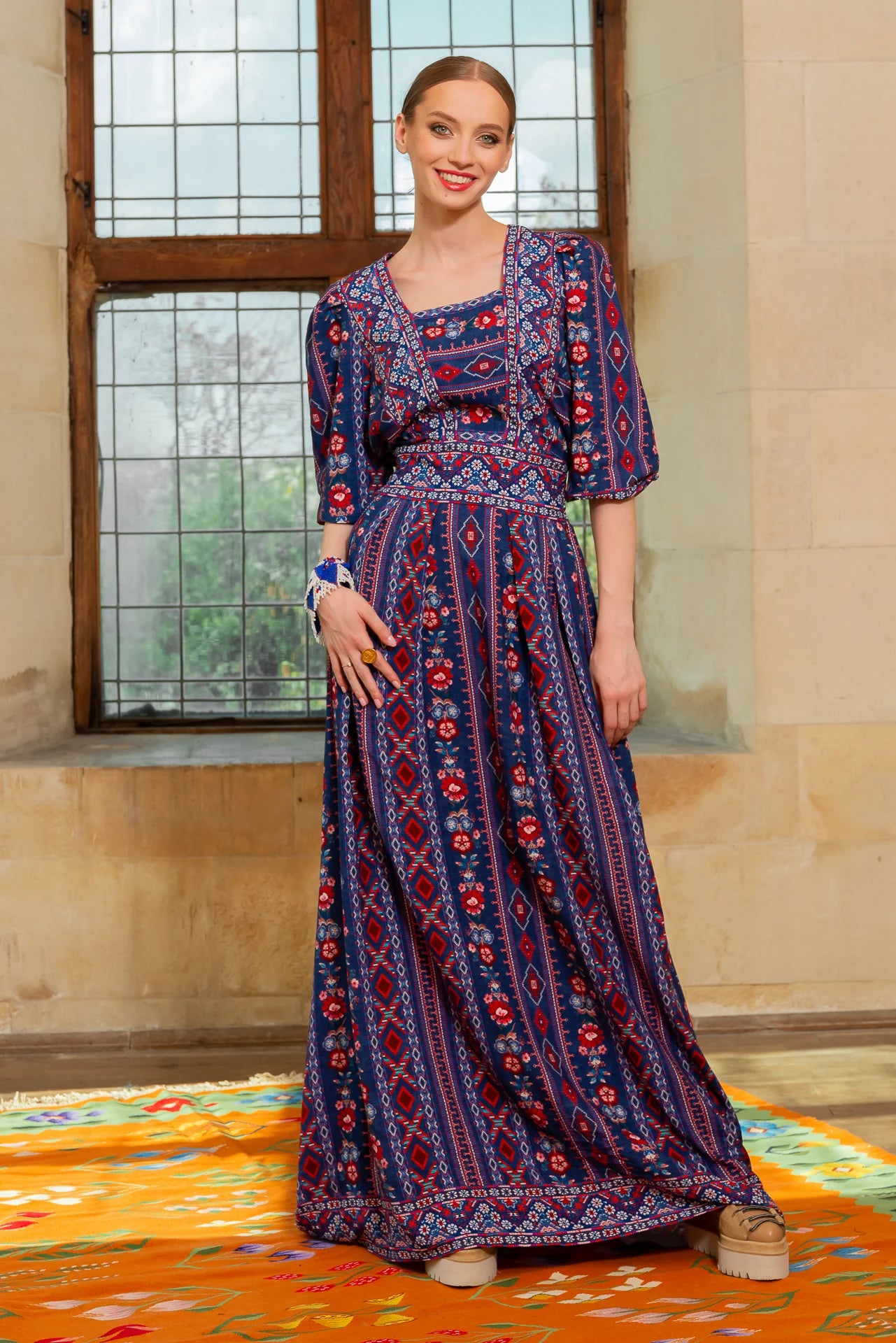 Rochia Bleumarin Lunga Boho Chic