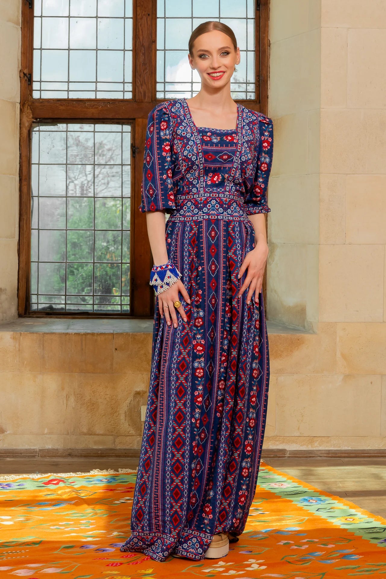 Rochia Bleumarin Lunga Boho Chic