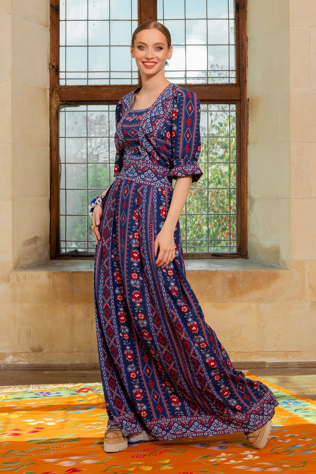 Rochia Bleumarin Lunga Boho Chic
