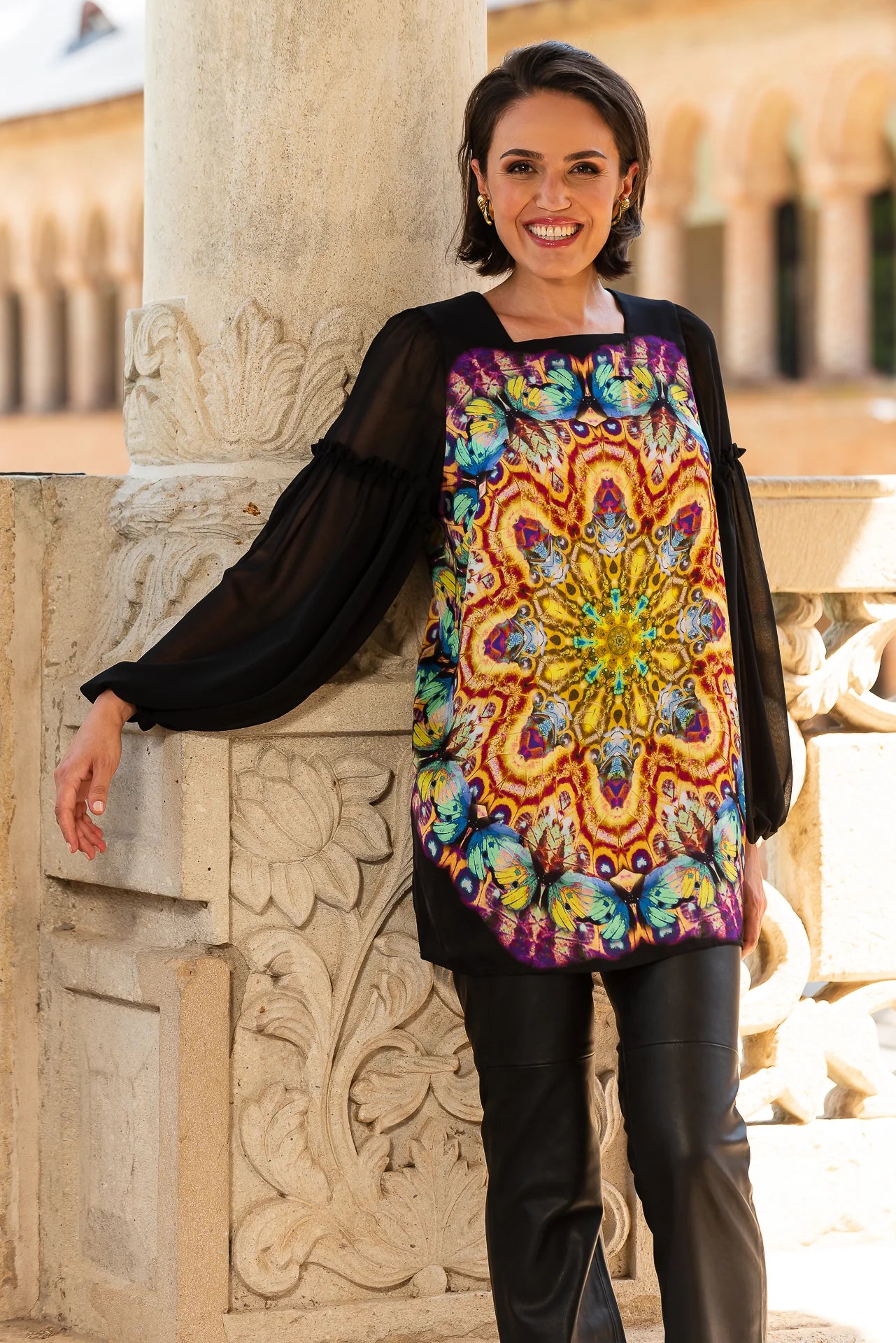 Bluza Lunga  din Matase Naturala Mandala