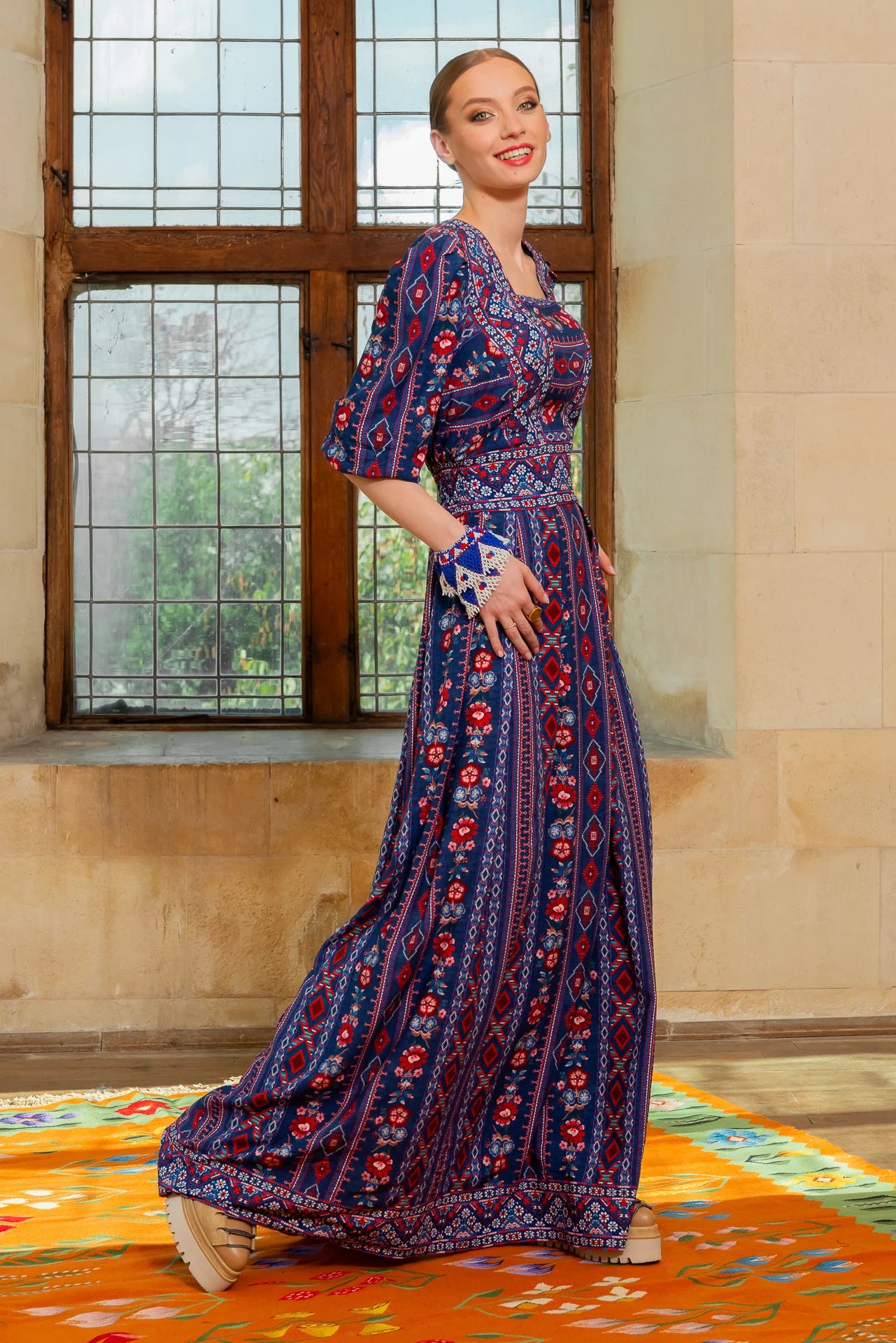 Rochia Bleumarin Lunga Boho Chic