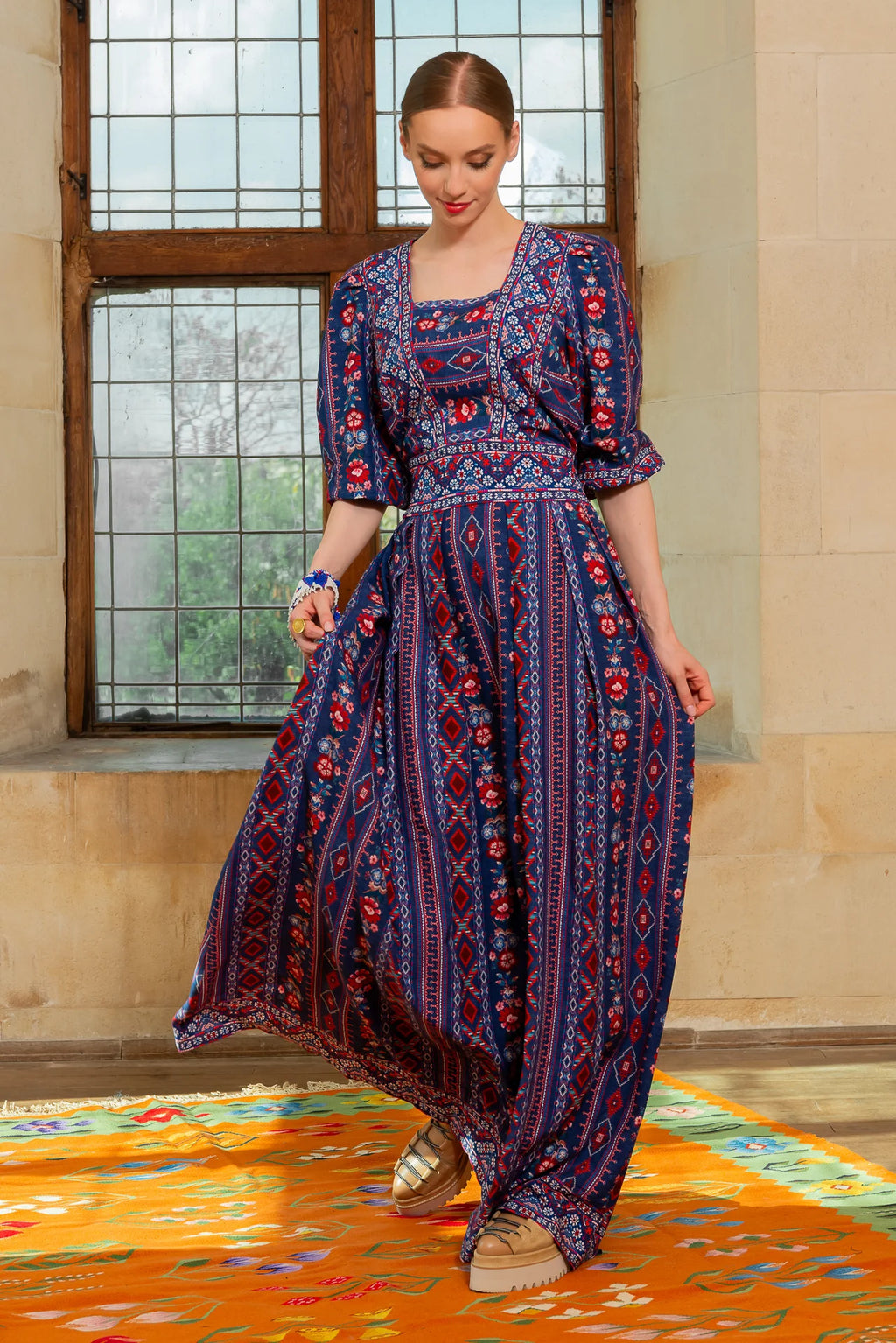 Rochia Bleumarin Lunga Boho Chic