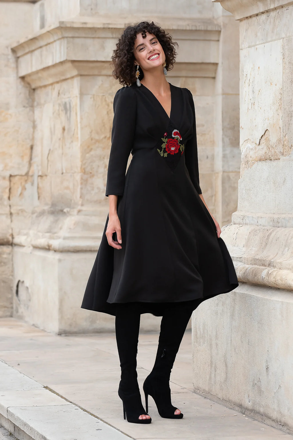 Rochie din Stofa Neagra Medeea