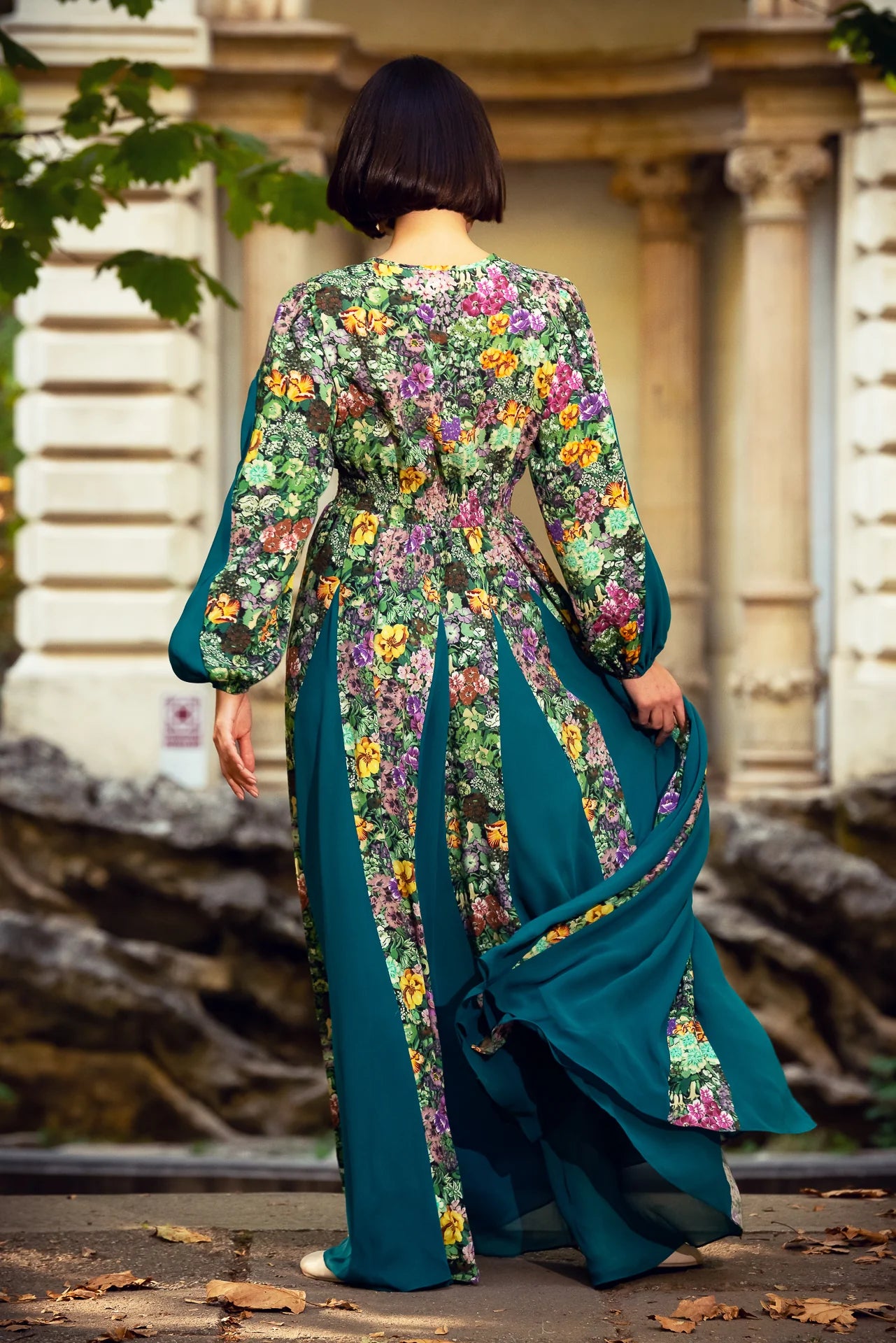 Rochie Statuara Verde cu Flori