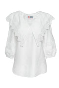 Bluza Alba Cu Guler Din Broderie Tridimensionala