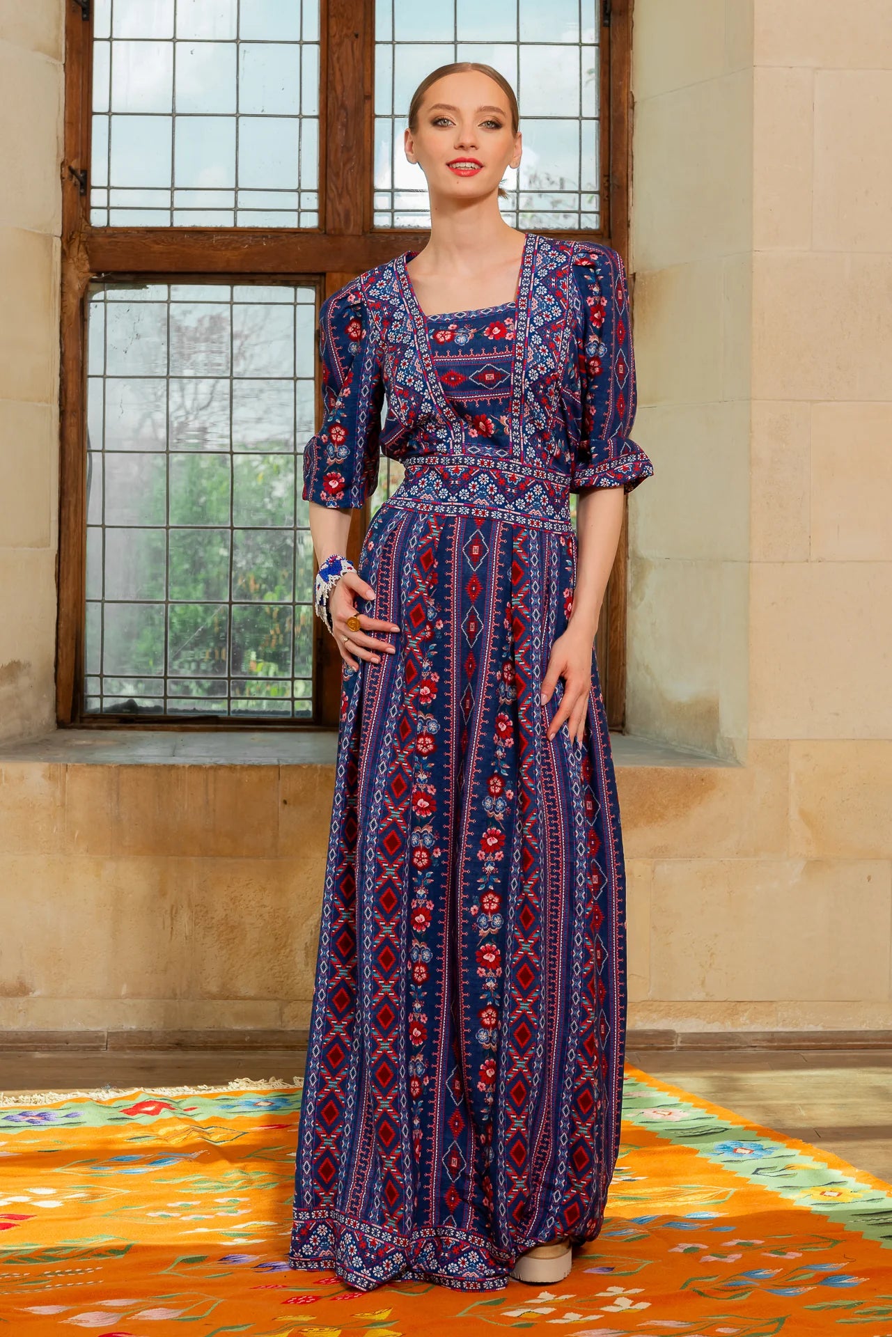 Rochia Bleumarin Lunga Boho Chic