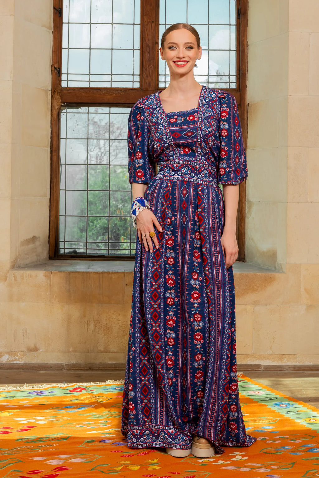 Rochia Bleumarin Lunga Boho Chic