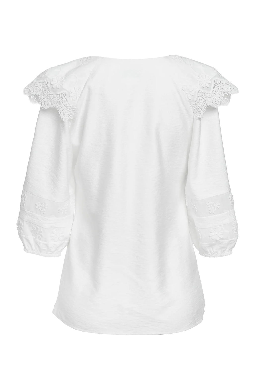 Bluza Alba Cu Guler Din Broderie Tridimensionala